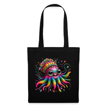 Octopus, Jellyfish, Sea, Colorful Animals, Hippie - Tote Bag - black - Front