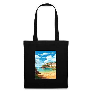 Portscatho Cornwall Vintage voyage affiche Souvenir - Sac en tissu - noir - Devant
