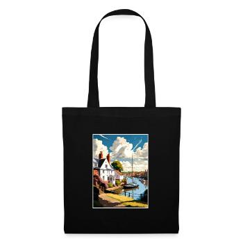 Woodbridge England Vintage Travel Poster Souvenir - Tote Bag - black - Front