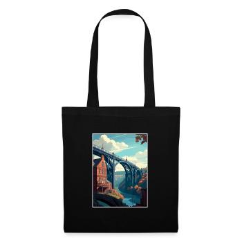 Ironbridge England Vintage Travel Poster Souvenir - Tote Bag - black - Front