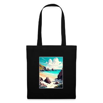 Porthcurno England Vintage Travel Poster Souvenir - Tote Bag - black - Front