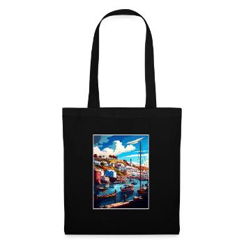 Brixham Angleterre Royaume-Uni Vintage voyage affiche Souvenir - Sac en tissu - noir - Devant