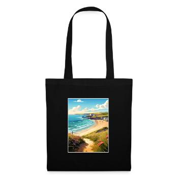 Daymer Bay Cornwall Vintage voyage affiche Souvenir - Sac en tissu - noir - Devant