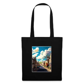 Grassington England Vintage Reiseposter Souvenir - Stoffbeutel - Schwarz - Vorne