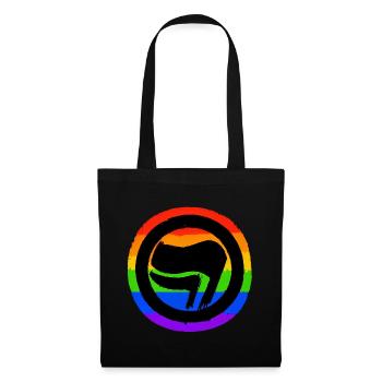 Antifaschistisch Regenbogen - Stoffbeutel - Schwarz - Vorne