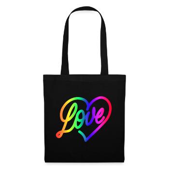 Amour AMOUR amour Coeur Arc-en-ciel - Sac en tissu - noir - Devant