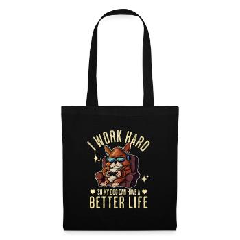 Chien Chiens Drôle Dire - Sac en tissu - noir - Devant