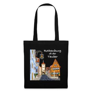 Rothenburg ob der Tauber, Bavière, Dessin - Sac en tissu - noir - Devant
