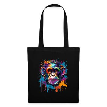 Colorful chimpanzee, splashes of paint, splashes of paint - Tote Bag - black - Front