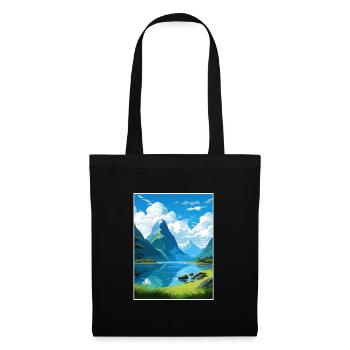 Milford Sound Neuseeland Vintage Reiseposter - Stoffbeutel - Schwarz - Vorne