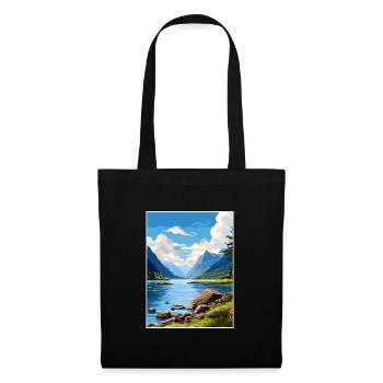 Fiordland Nationalpark Neuseeland Reiseposter - Stoffbeutel - Schwarz - Vorne