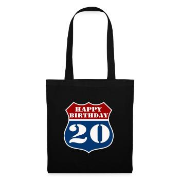 20. Geburtstag , Happy Birthday 20 US (25) - Stoffbeutel - Schwarz - Vorne