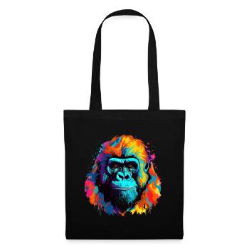 Bunter Gorilla Farbkleckse Farbspritzer - Stoffbeutel - Schwarz - Vorne