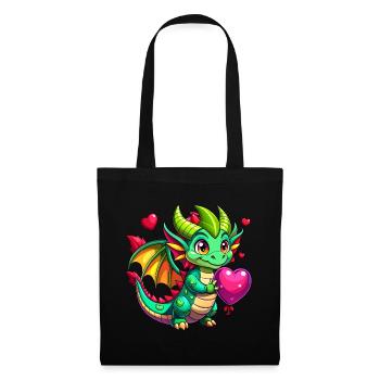 Farbenfroher Drache - Stoffbeutel - Schwarz - Vorne