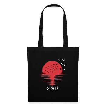 Japanese Sunset Birds Silhouette - Tote Bag - black - Front