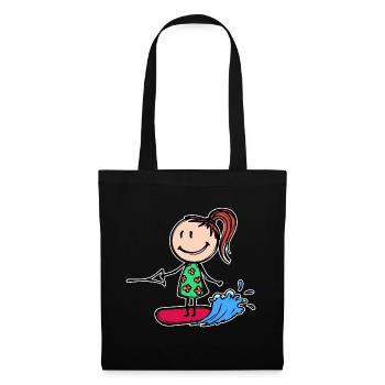 Planche de surf, Wakeboard, Vague, Surf, Sports nautiques - Sac en tissu - noir - Devant