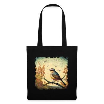 Bird sitting on branch, mediterranean background - Tote Bag - black - Front