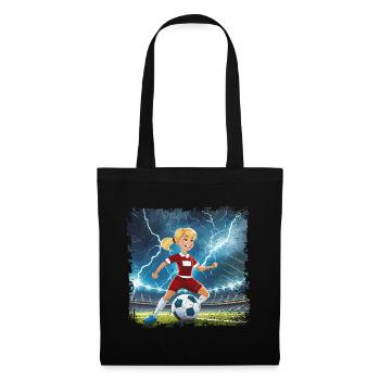 Female footballer cartoon character stadium with lightning bolts - Tote Bag - black - Front