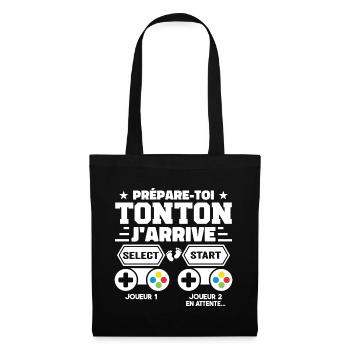 Prépare-toi Tonton J'arrive - Annonce Grossesse - Sac en tissu - noir - Devant