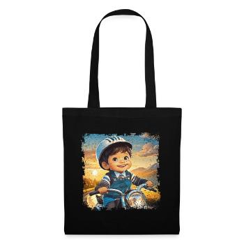 Little boy on old motorcycle - Tote Bag - black - Front