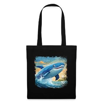 Blue whale jumps out of the water and smiles - Tote Bag - black - Front