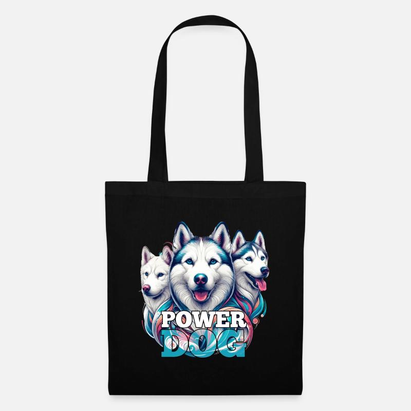Husky Power Dog Geschenk - Stoffbeutel - Schwarz