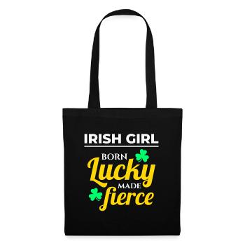 Lucky & Fierce: Funny Irish Girl St Patricks Day - Tote Bag - black - Front