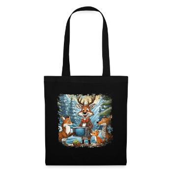Forest animals watch TV - Tote Bag - black - Front