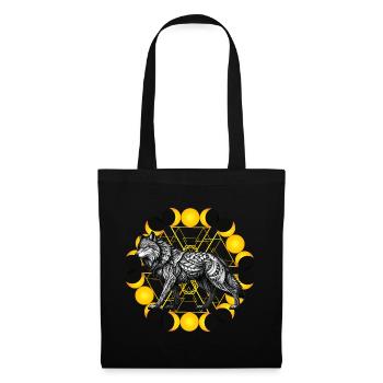 Loup tribal Mandala Phases de lune - Sac en tissu - noir - Devant