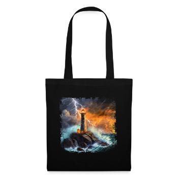 Phare qui brille sur la mer la nuit - Sac en tissu - noir - Devant
