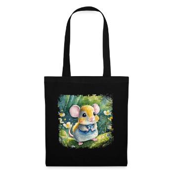 Cute baby mouse playing happily in the garden - Tote Bag - black - Front