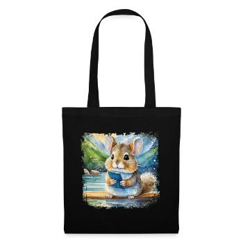 Cute young chinchilla using mobile phone - Tote Bag - black - Front