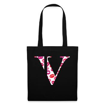 Lettre v bisous - Sac en tissu - noir - Devant