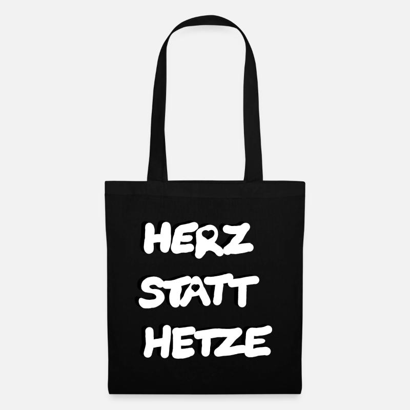 Herz statt Hetze - Stoffbeutel - Schwarz