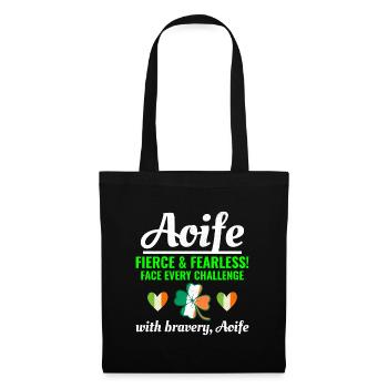 Drôle de fille irlandaise Nom Aoife, bravoure intrépide - Sac en tissu - noir - Devant