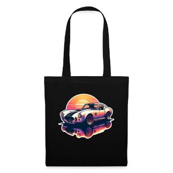 voiture vintage couché de soleil - Sac en tissu - noir - Devant