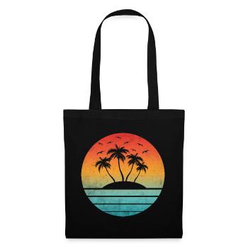 Tropical Sunset Round Palm Island - Tote Bag - black - Front