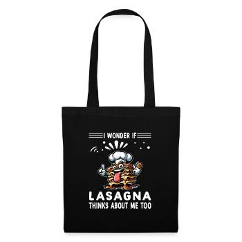 Je me demande si la lasagne pense à moi aussi - Sac en tissu - noir - Devant