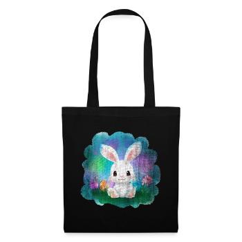 Osterhase Hase Ostereier Eier - Stoffbeutel - Schwarz - Vorne