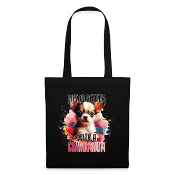 Chihuahua chiot mignon vie chien cadeau - Sac en tissu - noir - Devant