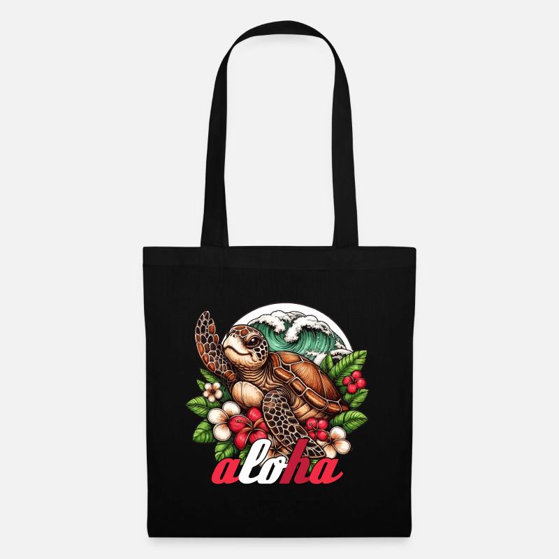 Aloha Schildkröte Hawaii Geschenk - Stoffbeutel - Schwarz