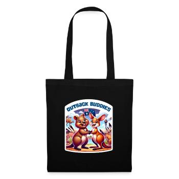 Motif de kangourou australien et de quokka - Sac en tissu - noir - Devant