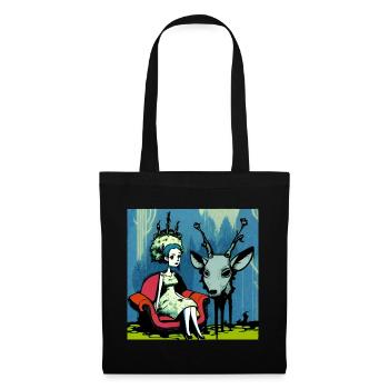 Psychedelic deer 01 - Sac en tissu - noir - Devant