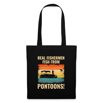 Pontonboot Bootfahren Pontooning Angeln Retro - Stoffbeutel - Schwarz - Vorne