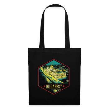 Nächtliche Illustration Historisches Budapest - Stoffbeutel - Schwarz - Vorne