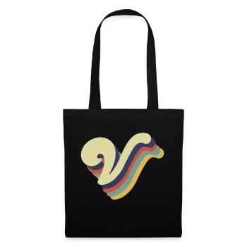 Lettre v rétro - Sac en tissu - noir - Devant