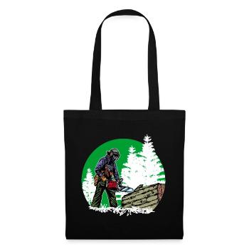 Arbre bûcheron tronçonneuse bois boiserie forêt - Sac en tissu - noir - Devant