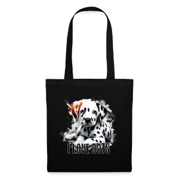 Dalmatiner Welpe Ich liebe Punkte Hund Geschenk - Stoffbeutel - Schwarz - Vorne
