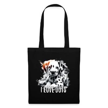 Dalmatiner Welpe Ich liebe Punkte Hund Geschenk - Stoffbeutel - Schwarz - Vorne