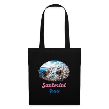 Santorin, Grèce, voyage au volcan Akrotiri - Sac en tissu - noir - Devant